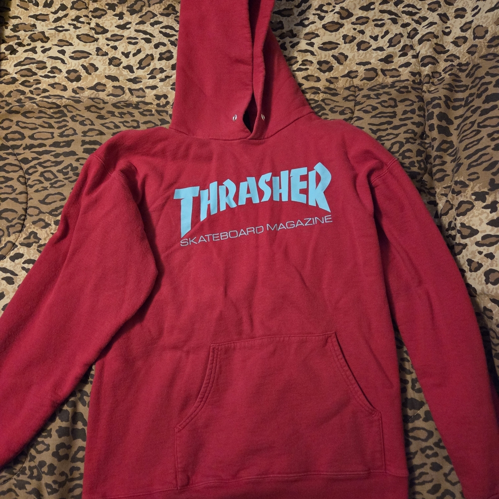 Thrasher Red Hoodie with Gray Logo
